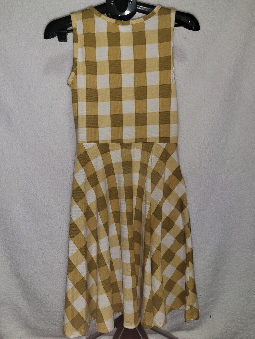 LuLaRoe Mustard and White Gingham Fit & Flare Dress - Picture 2 of 4